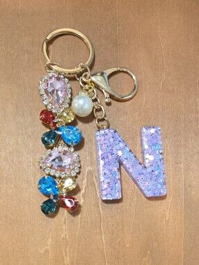 ✨ Stunning & Sparkly Rhinestone Initial "N" Keychain / Purse Charm ✨